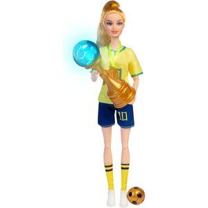 Brazil Soccer Player Doll Toys Includes Light-Up Toy Trophy
